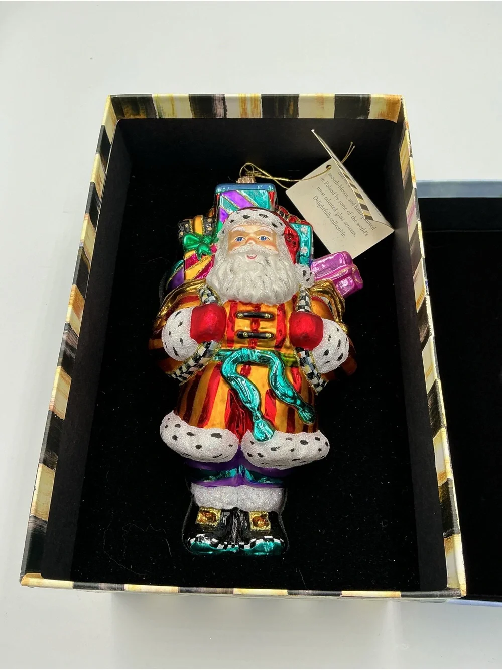 NEW MacKenzie-Childs Old Saint Nick Mouth-blown Glass Ornament Poland HTF NWT